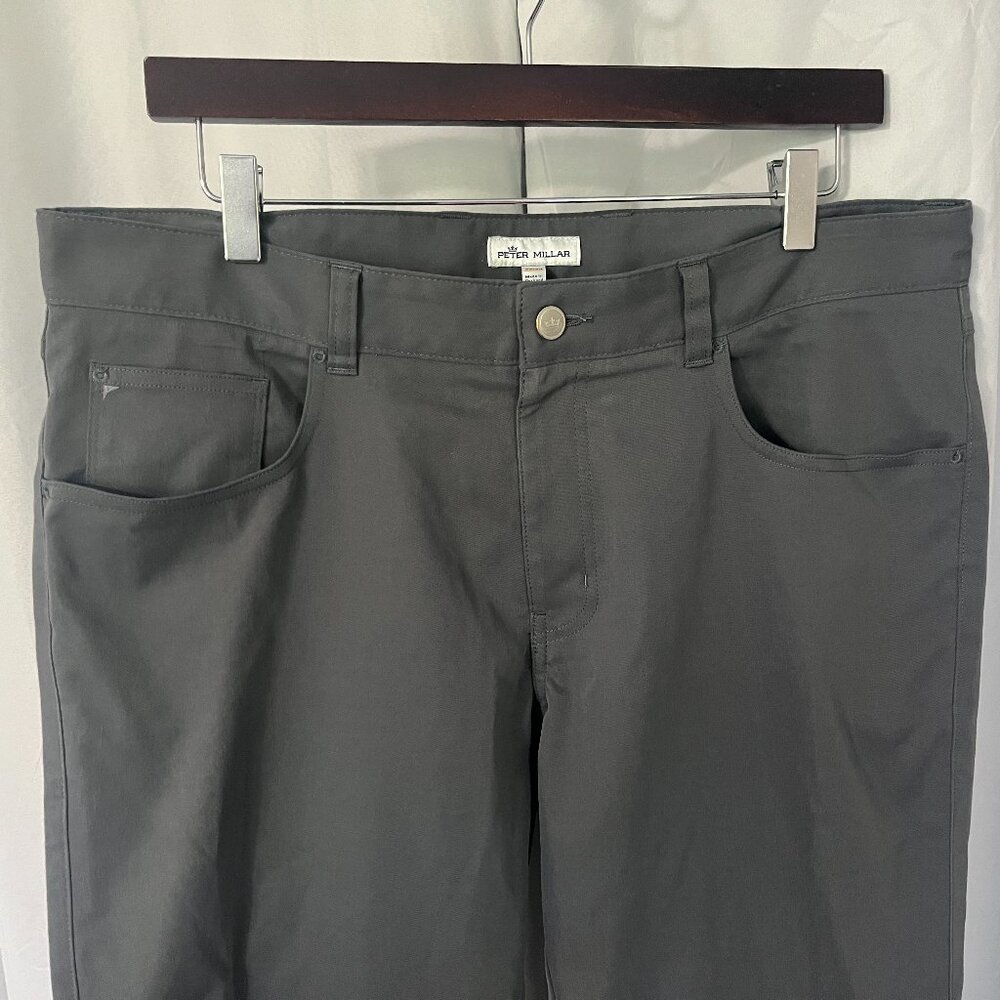 Peter Millar Men's Solid Gray Flat Front Golf Cas… - image 1